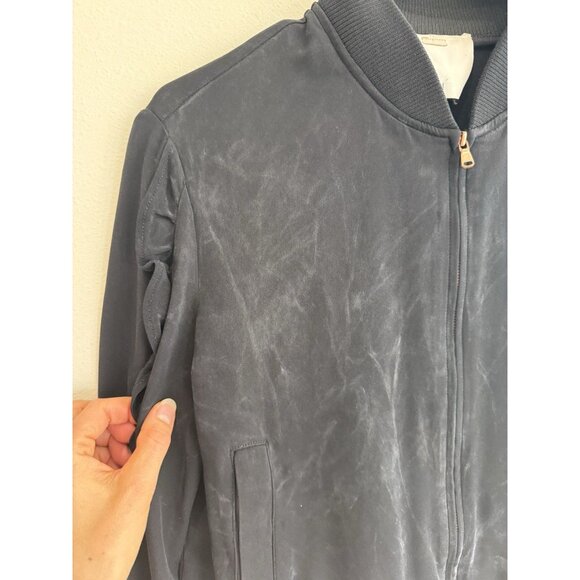 Tibi 100% Silk Jacket in Black Women’s Medium M Zip Up Long Sleeve Top Blouse - Picture 2 of 5